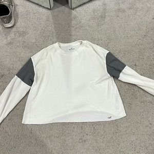 Hollister White and Gray Long Sleeve Boyfriend Tee